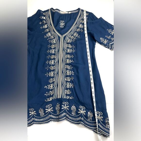 Soft Surroundings Navy Embroidered Tunic - Picture 9 of 9
